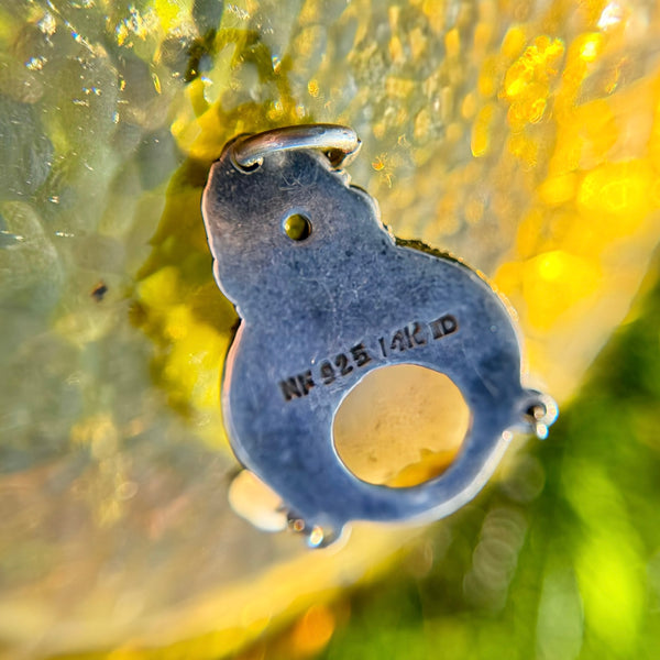 Sterling Silver Hand Carved Moon Goddess Pendant w/ 14kt Gold Accent