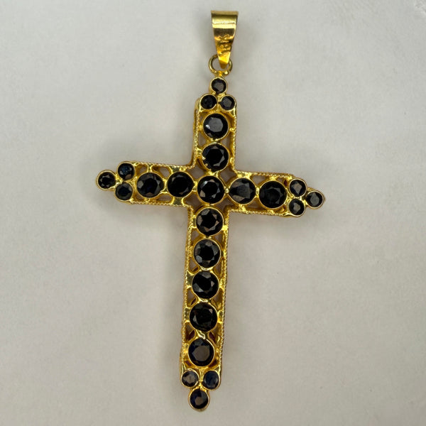 18kt Gold Reversible Gem Cross Pendant