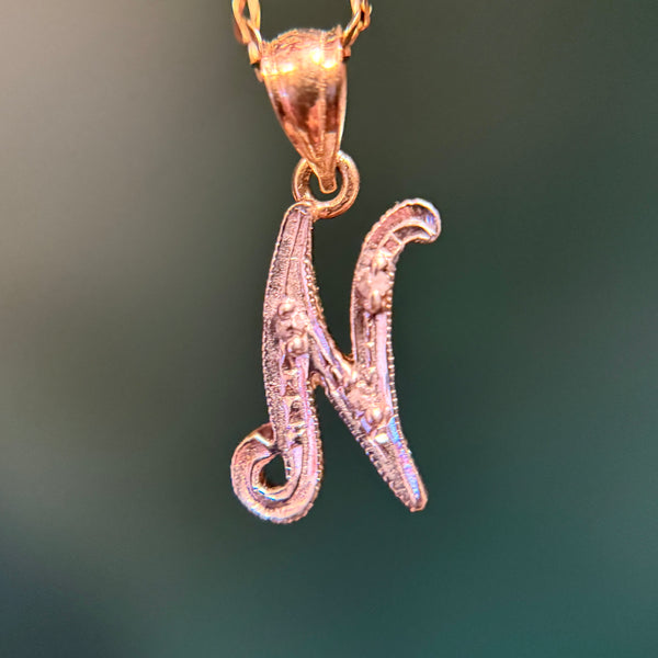 Vintage 10kt Gold Initial N Pendant