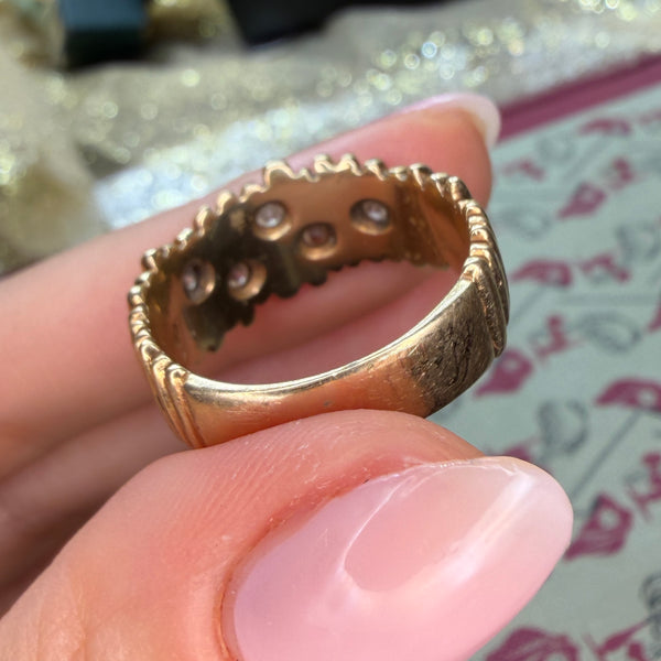 Vintage 14kt Gold Diamond Abstract Ring