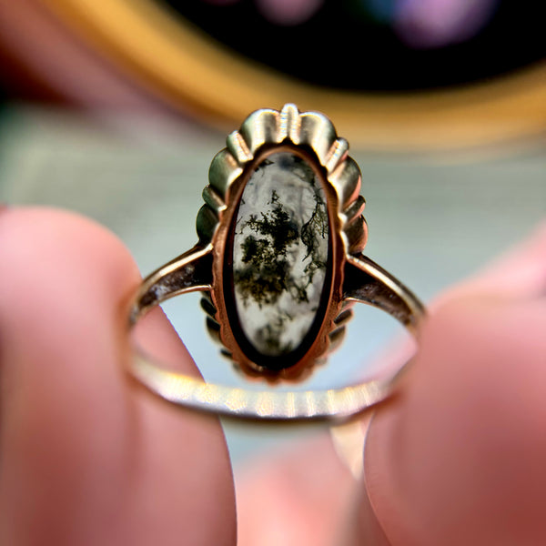 RARE Vintage 10kt Gold Moss Agate Ring