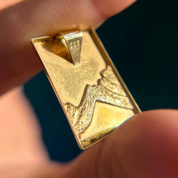 14kt Gold Etched Mountain Pendant