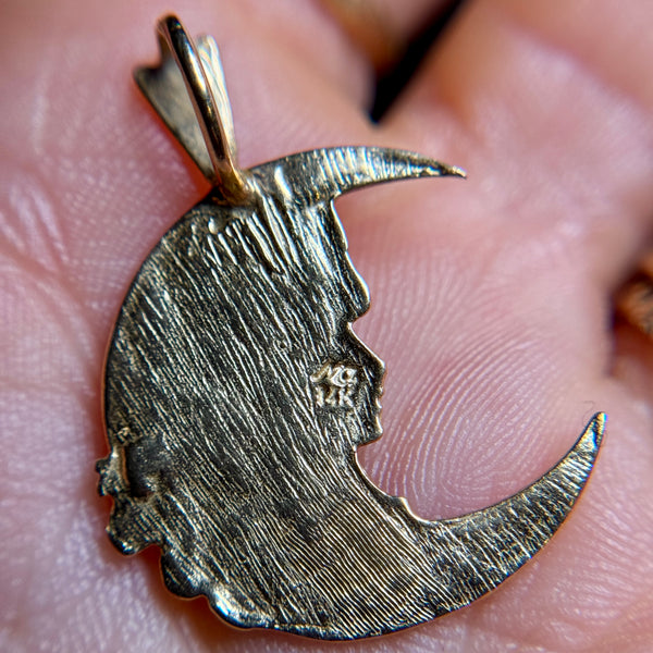 14kt Gold Girl in the Moon Pendant