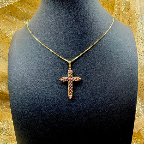 18kt Gold Reversible Gem Cross Pendant