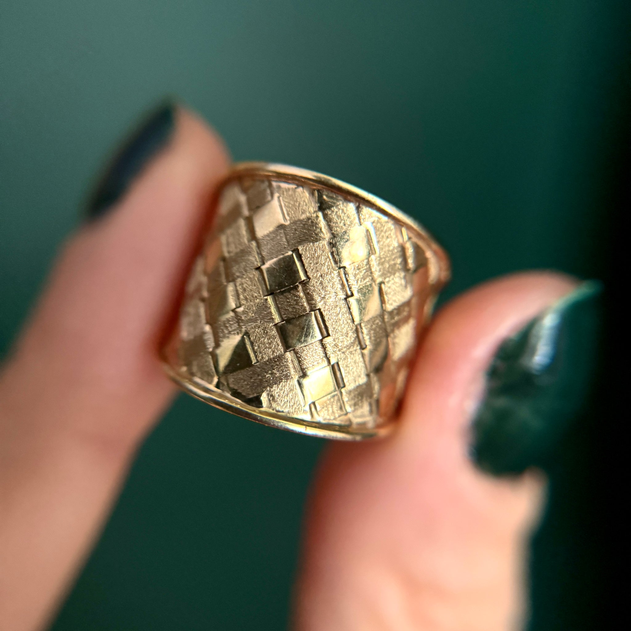 Italian 14kt Gold Extra Wide Basket Weave Band