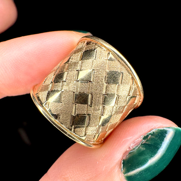 Italian 14kt Gold Extra Wide Basket Weave Band