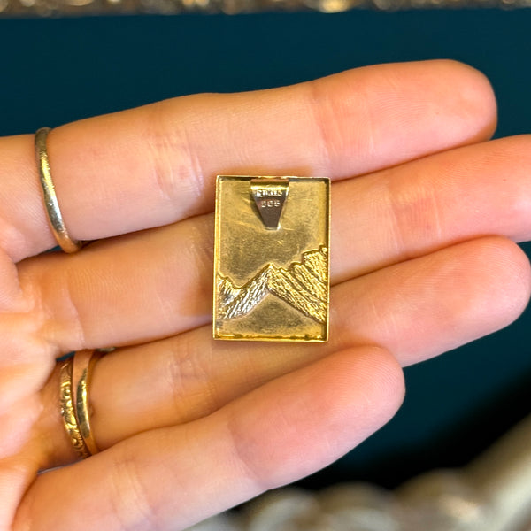 14kt Gold Etched Mountain Pendant