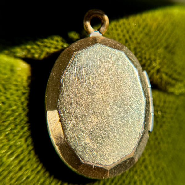 Antique Floral Etched Locket Engraved ‘LR’