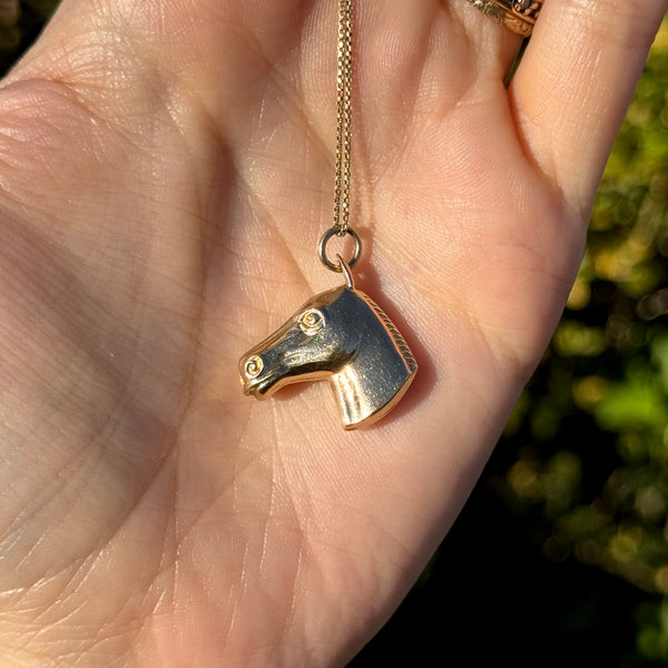 1970s 9ct Gold Horse Pendant
