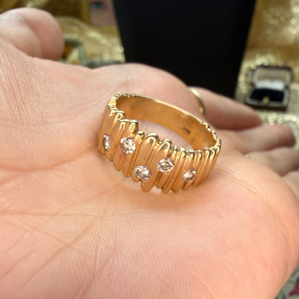 Vintage 14kt Gold Diamond Abstract Ring
