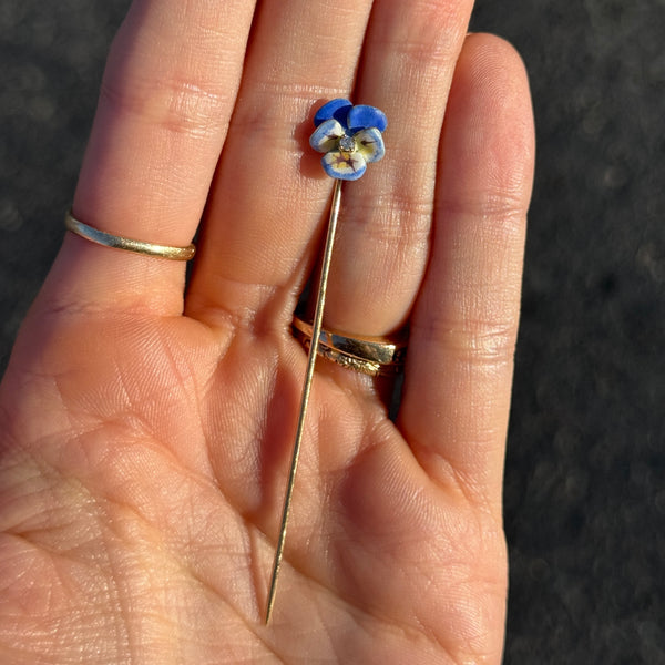 Antique 14kt Gold Pansy Stick Pin