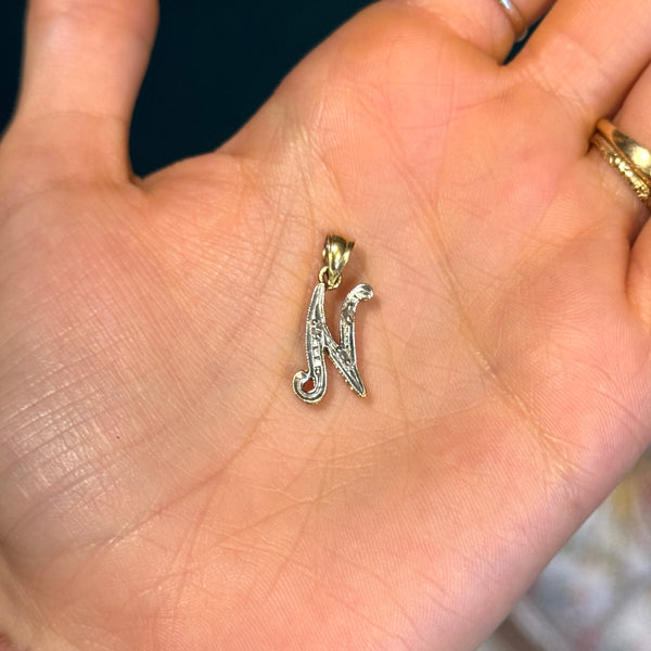 Vintage 10kt Gold Initial N Pendant