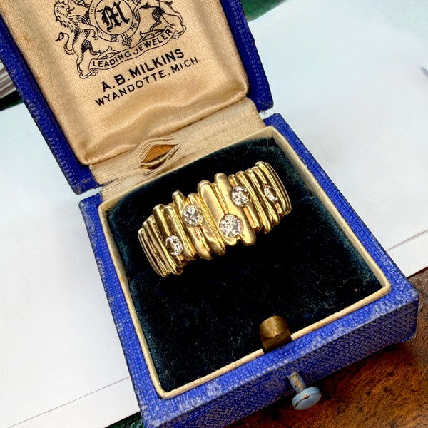 Vintage 14kt Gold Diamond Abstract Ring
