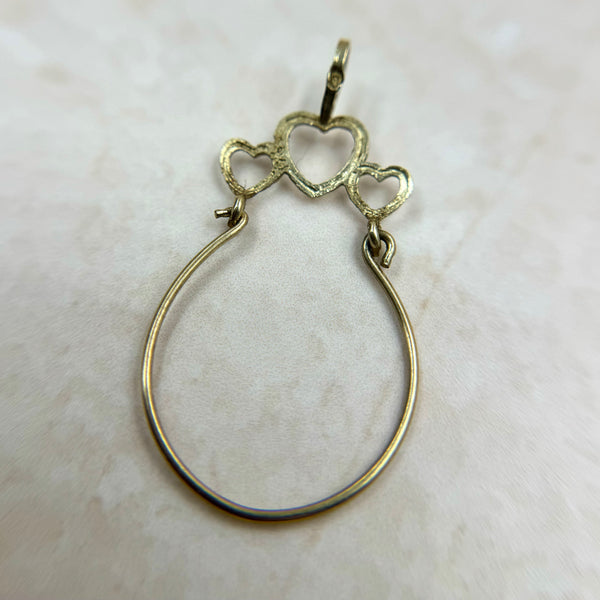 Vintage 14kt Gold Triple Heart Charm Holder Pendant