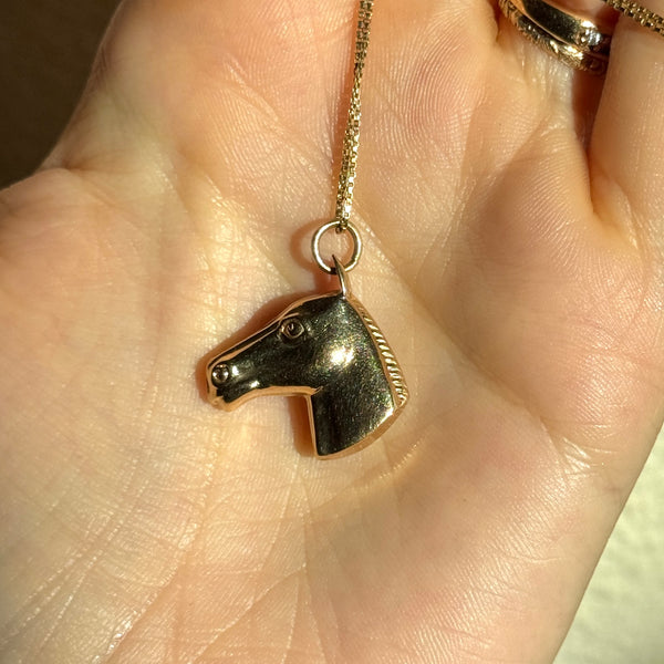 1970s 9ct Gold Horse Pendant