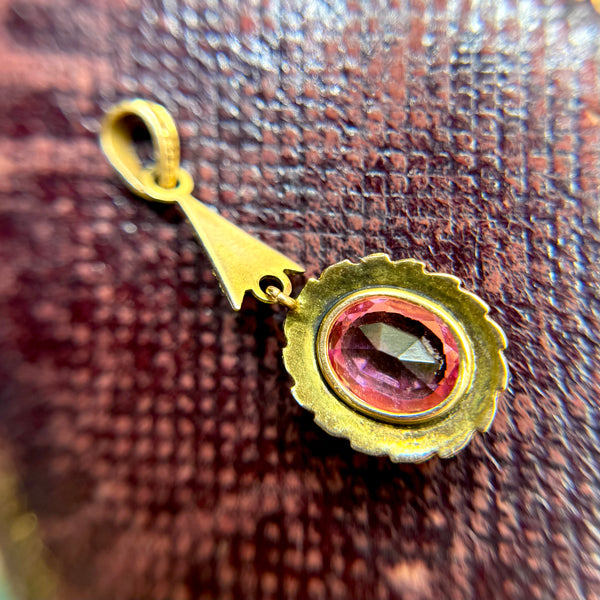 Antique 10kt Gold Pink Pendant