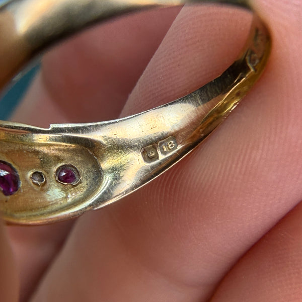 Antique 18kt Ruby Diamond Boat Ring