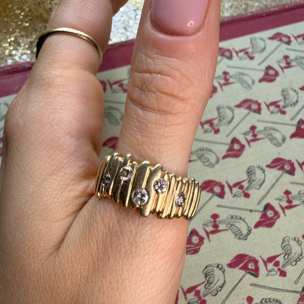 Vintage 14kt Gold Diamond Abstract Ring