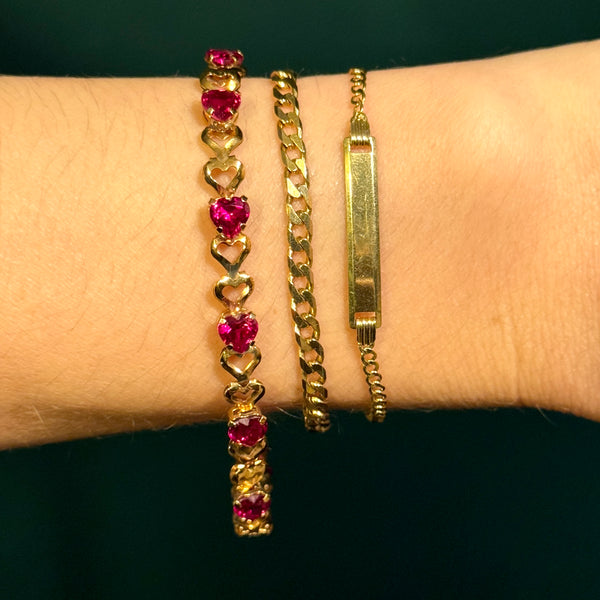 Vintage 10kt Gold Synthetic Ruby Bracelet
