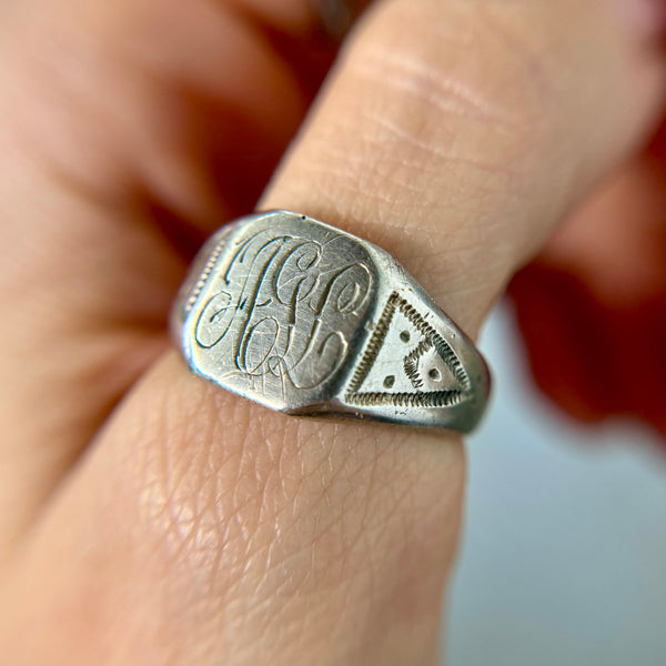 Vintage Sterling Silver Monogram Signet