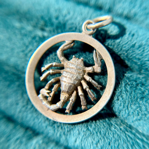 Vintage Sterling Silver Open Work Scorpio Pendant