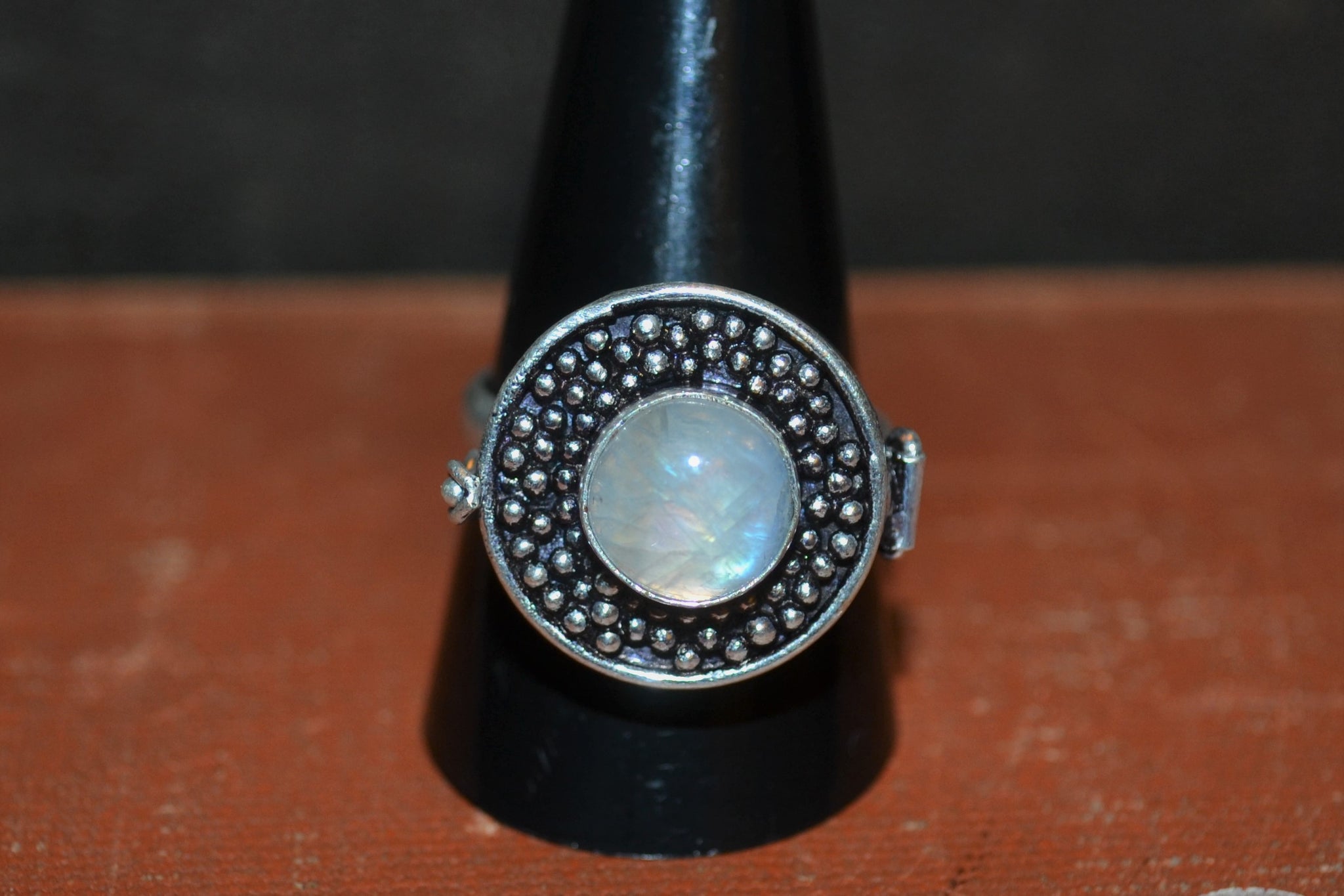 925 Silver + Moonstone Poison Ring