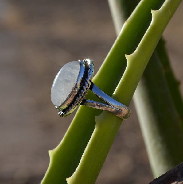 Oval Moonstone 925 Silver Ring
