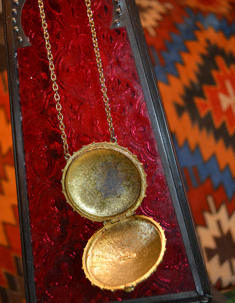 Vintage Sunburst Locket with Faux Opal