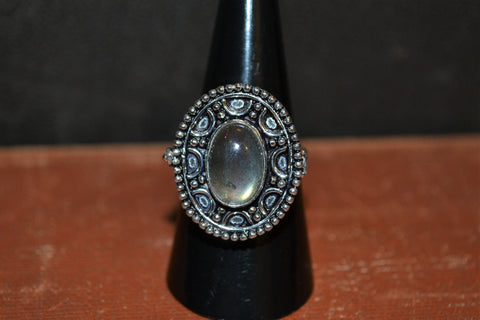 925 Silver + Labradorite Poison Ring