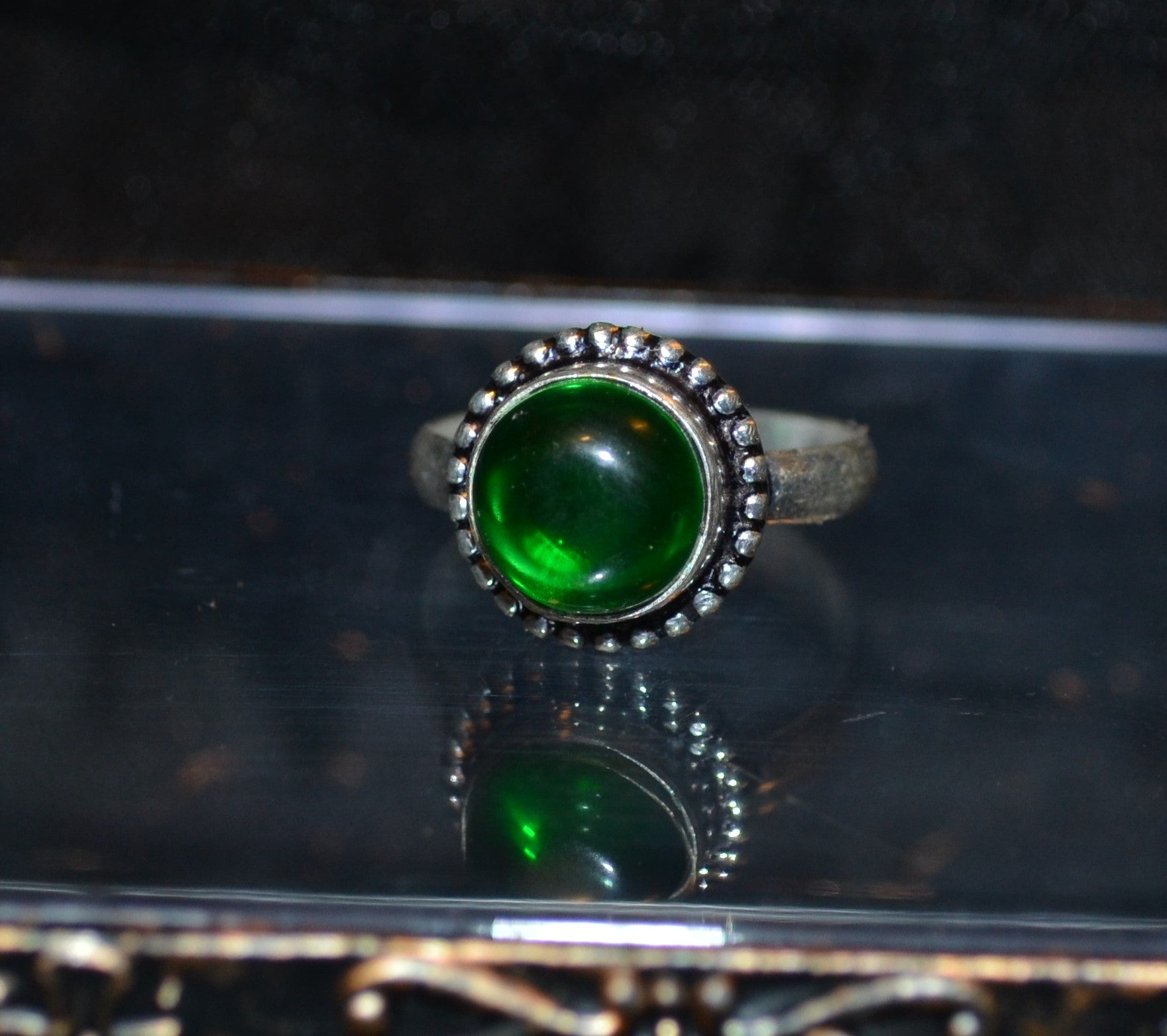 Vintage Handmade Green Glass Ring