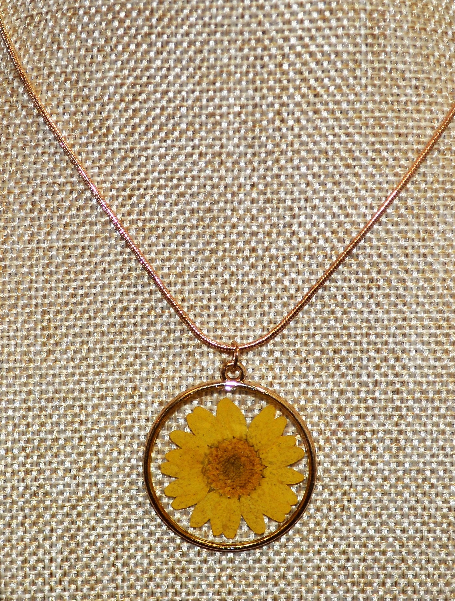 Real Yellow Daisy Necklace
