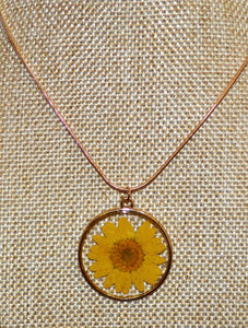 Real Yellow Daisy Necklace