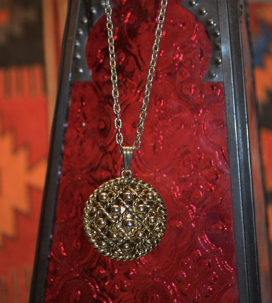 Vintage Gold Pearl Locket Necklace