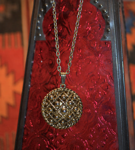 Vintage Gold Pearl Locket Necklace