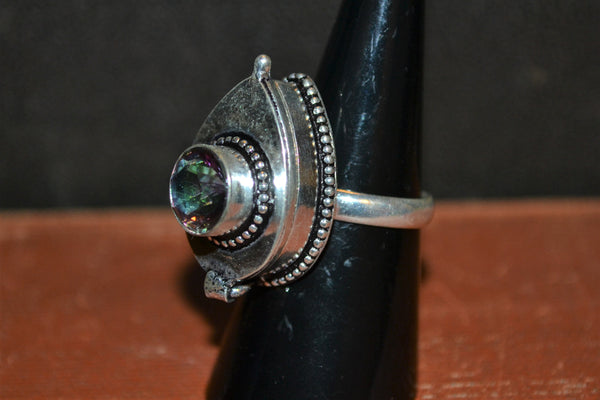 925 Silver + Mystic Topaz Poison Ring