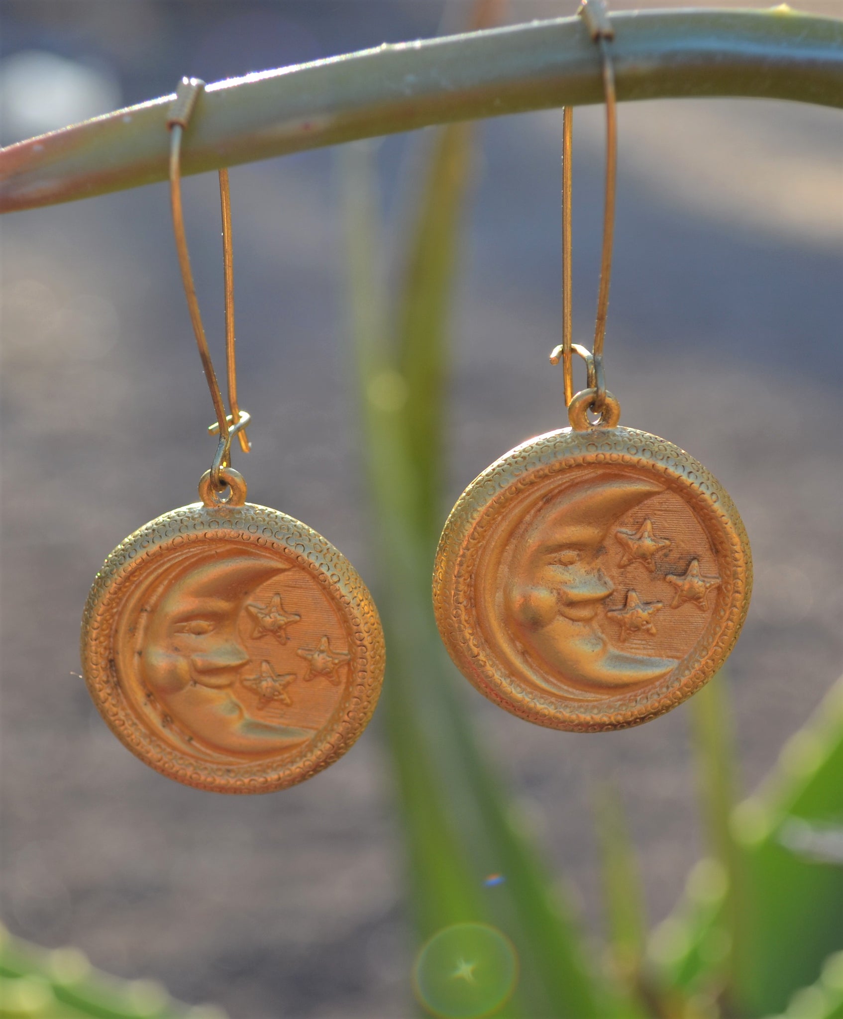 Vintage Crescent Moon Dangle Earrings