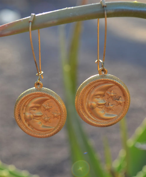 Vintage Crescent Moon Dangle Earrings