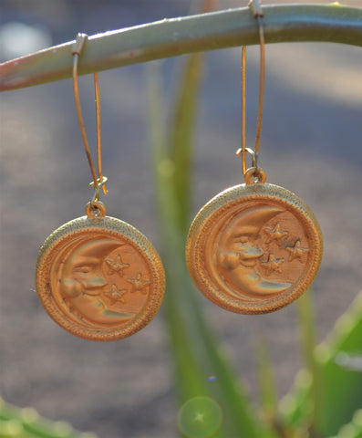 Vintage Crescent Moon Dangle Earrings