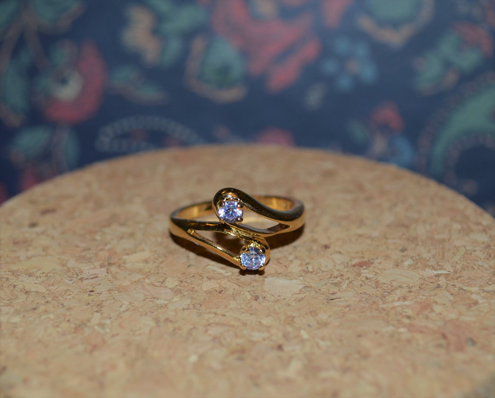 Vintage Gold Plated Sterling Silver Ring with Lilac Gems