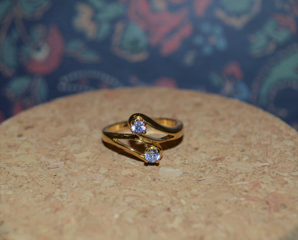 Vintage Gold Plated Sterling Silver Ring with Lilac Gems
