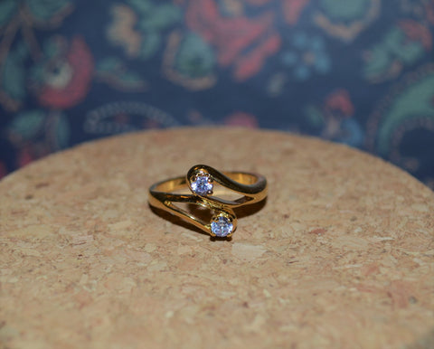 Vintage Gold Plated Sterling Silver Ring with Lilac Gems