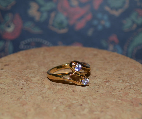 Vintage Gold Plated Sterling Silver Ring with Lilac Gems