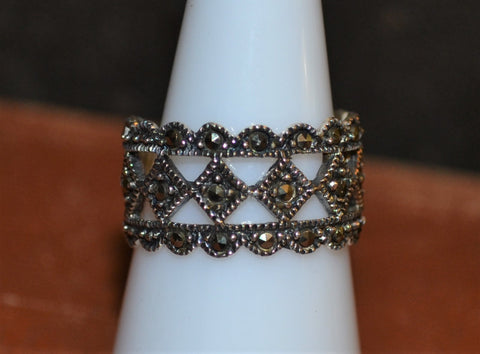 Vintage Goth Marcasite Sterling Silver Ring