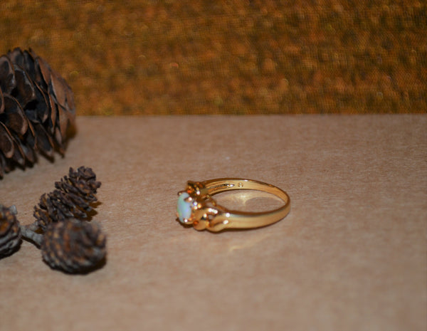 Gold Plated Sterling Ring with Genuine Natural Opal