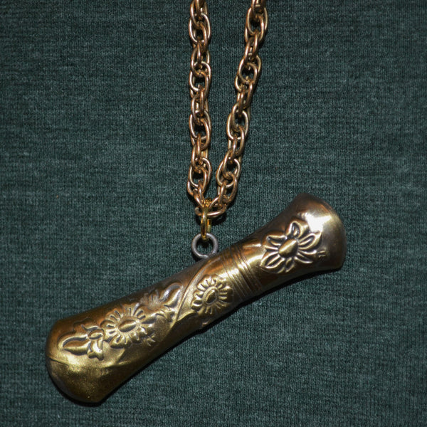 Vintage Brass Floral Stash/Snuff Necklace