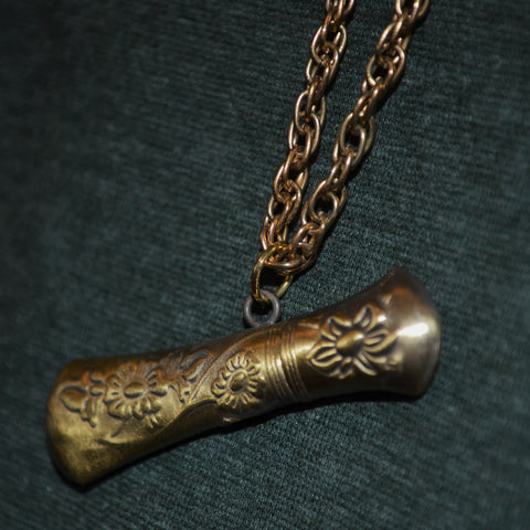 Vintage Brass Floral Stash/Snuff Necklace