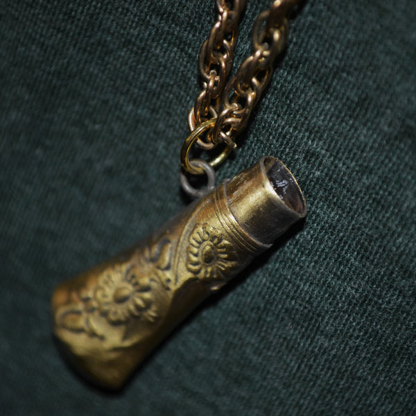 Vintage Brass Floral Stash/Snuff Necklace