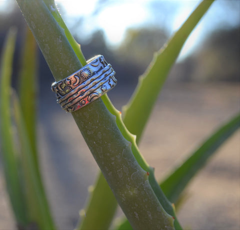 925 Silver Moon + Star Meditation Ring