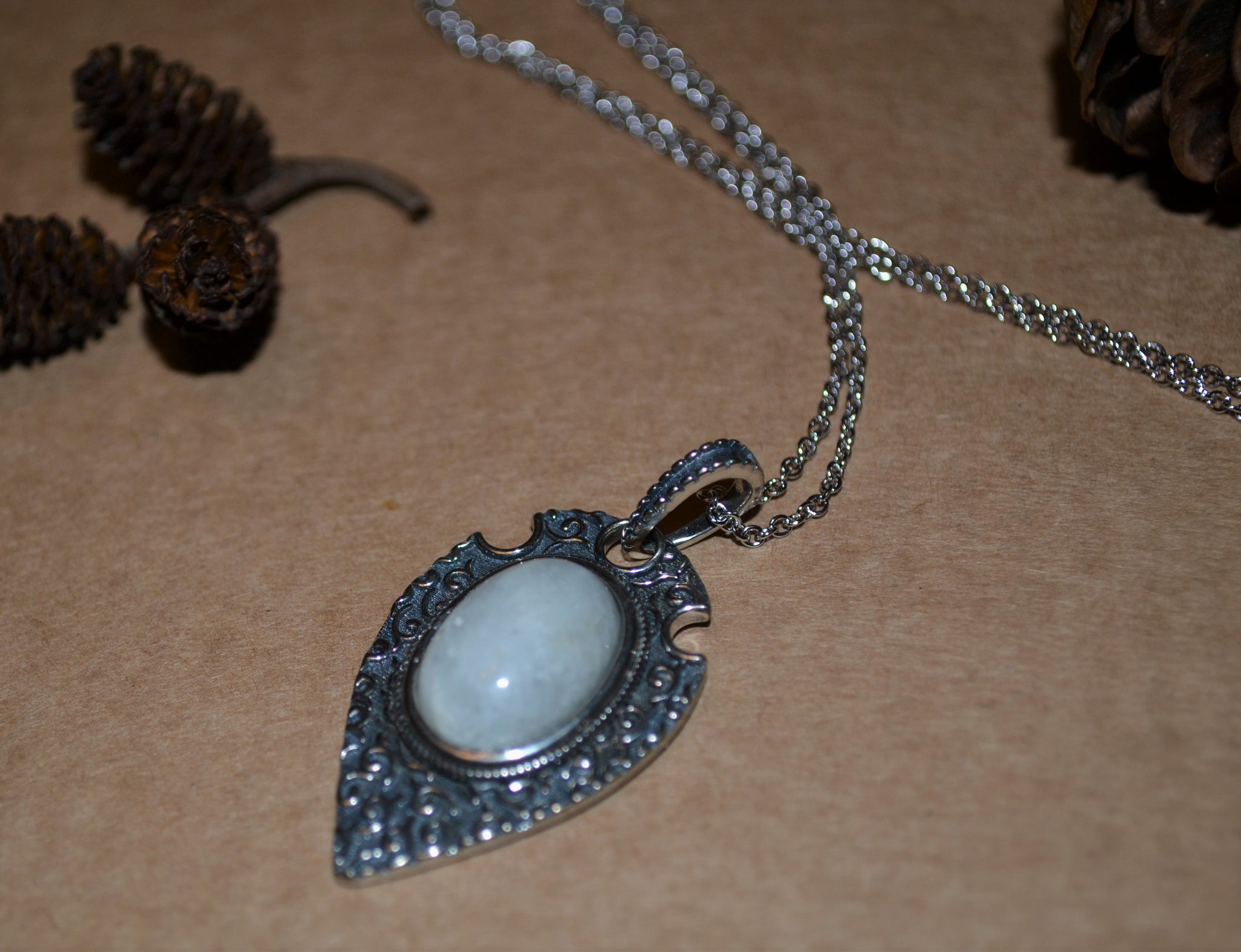 925 Silver + Moonstone Shield Necklace