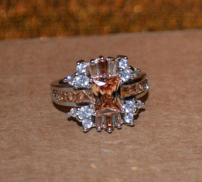 Sterling Silver + Genuine Morganite Ring